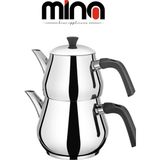 Mina Damla Orta Boy Paslanmaz Çelik Çaydanlık Takımı 1.00L – 1.80L