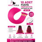 Mina Peruk AÇIK FUŞYA Mat Görünümlü Fiber Sentetik Boncuk Kaynak Saç 60 cm Fuşya - 10lu Paket Takım Seti