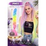 Mina Peruk Afrika Örgülük Ombreli Sentetik Saç 100 Gr. - Açık Mavi / Neon Sarı / Pembe