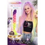 Mina Peruk Afrika Örgülük Ombreli Sentetik Saç 100 Gr. - Mor / Açık Pembe / Neon Sarı