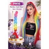 Mina Peruk Afrika Örgülük Ombreli Sentetik Saç 100 Gr. - Pembe / Açık Mavi / Sarı / Kırmızı