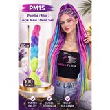 Mina Peruk Afrika Örgülük Ombreli Sentetik Saç 100 Gr. - Pembe / Mor / Açık Mavi / Neon Sarı