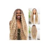 Mina Peruk Afro Dalga Kumral Balköpüğü Ombre ve Röfleli Fiber Sentetik Tül Peruk