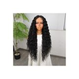 Mina Peruk Ekstra Uzun Yoğun Afro Dalga Siyah Fiber Sentetik Geniş T Tül Peruk