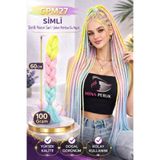 Mina Peruk Simli Neon Sarı / Şeker Pembe / Su Yeşili Ombreli Örgülük Saç 100 Gr.