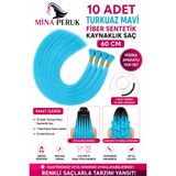 Mina Peruk TURKUAZ MAVİ Parlama Yapmaz Mat Fiber Sentetik Renkli Boncuk Kaynak Saç 60 cm - 10'lu Paket