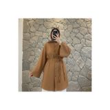 Mina Terzi&Butik Düğmeli kuşaklı tunik tarçın