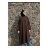 Mina Terzi&Butik İnci salaş kol kahve tunik
