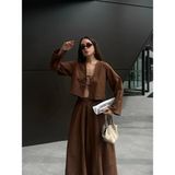Minaaise Kadın Kahve Poplin Önden Bağlamalı Bluz 29085 - Kahverengi