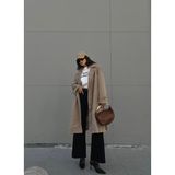 minaaise Kadın Taş Astarı Çizgi Desenli Oversize Trençkot 28119