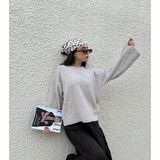 Minaaise Kadın Vizon Oversize Yumoş Dokulu Kazak 7014 - Standart