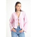 minaaise Pembe Çizgili Poplin Kumaş Önden Bağlamalı Bluz 29276