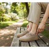 Minahobi Hakiki Deri Nubuk Kahve Slip - On Kadın Ayakkabı - Kum