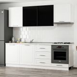 Minar 240 Cm Mebran C + Alm. Füme Cam Mutfak Dolabı Beyaz 240-mcacb1