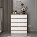 Minar Elina Modern Şifonyer Dore Beyaz 4 Çekmeceli 79 cm Yükseklik 70 cm Genişlik