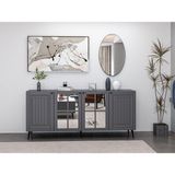 Minar Kale Cam Kapak Aynalı Konsol Ilkbahar Antrasit Aynalı Antrasit