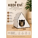 Minar Kedi Evi Kedi Yuvası MDF Kedi Oyun Evi 42x40x40 cm Beyaz