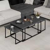 Minar Levada Modern Tasarımlı 3lü Zigonlu Sehpa Antrasit Renkli Suntalam Malzeme 90x60x42 cm