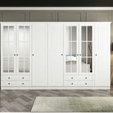 Minar Mobilya Kale 7 Mebran Kapaklı 4 Çekmeceli Taçlı Beyaz 190 cm Dolap
