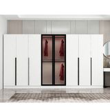Minar Mobilya Kale Plus210 8 Mebran Kapaklı 2 Çekmeceli Beyaz Mebran Füme Cam Dolap