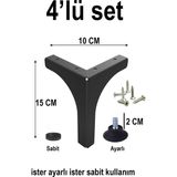 Minart Metal Ayak 15CM Dekoratif Metal Mobilya, Dolap, Koltuk, Kanepe, Tv Ünitesi Ayağı Ayarlanabilir