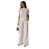Minası Butik ASİMETRİK ÇİZGİLİ BLUZ (EKRU, 36)