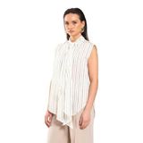 Minası Butik FULARLI KOLSUZ GÖMLEK (VİZON, 40)
