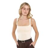 Minası Butik KARE YAKA ASKILI BLUZ (BEJ, 36)