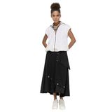 Minası Butik LAMANTE FİLELİ BELDEN BÜZGÜLÜ KOLSUZ GÖMLEK (BEYAZ, L)