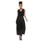 Minası Butik LAMANTE PARAŞÜT KUMAŞ KEMERLİ ETEK (SİYAH, XL)
