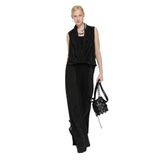 Minası Butik LAMANTE PLİSELİ KOLSUZ KRUVAZE BLUZ (SİYAH, M)