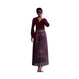 Minası Butik ZİNCİR KEMERLİ PİLELİ ETEK Bordo 36