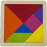 Mind of Toys Ahşap Tangram, Renkli 7 Parça, Zeka ve Tasarım Puzzle, 18X18 cm Klasik Geometrik Yapboz