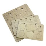 Mind of Toys Boyanabilir Puzzle Seti, Ahşap Bul-Tak Yapboz Set, Eğitici Bulmaca, Harf/rakam/şekil Öğrenimi