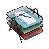 Mind Reader 3 Katmanlı Kağıt Tepsisi, Masaüstü Düzenleyici, Dosya Depolama, Çalışma Alanı, Ofis, Metal Örgü, 11.5 "U x 13.75" G x 10"H, Siyah