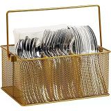Mind Reader Gereçler Tutucu, Gümüş Eşya Düzenleyici, Caddesi, Çatal Tutacağı, Mutfak, Metal Örgü, 10 "U X 7" G X 4.75" Y, Altın