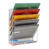 Mind Reader MAGSTACK-WHT File 4 Cepli Dikey Masa Düzenleyici, Banyo, Ofis, Giriş Yolu için Duvara Monte Gazete ve Dergi Rafı, 12,75 (U) x 4,25 (G) x 16 (Y) inç, Beyaz 6 Comp