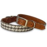 Mind The Mod Hound’s Tooth Gri Deri Köpek Boyun Tasması - Standart