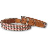 Mind The Mod Hound’s Tooth Kırmızı Deri Köpek Boyun Tasması - Standart