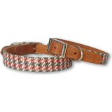Mind The Mod Hound’s Tooth Kırmızı Gri Deri Köpek Tasması - Standart - L