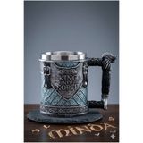 MINDA Game of Thrones Kupa Bardak - 450 ml - King In The North - Dışı Polyester Kaplama / İçi Paslanmaz Çelik - Dekoratif Bira Kupası