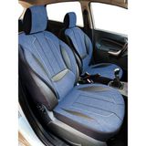 Minderland Axiom Comfort Serisi - Ford Tourneo Courier ile Uyumlu Koltuk Kılıfı, Keten-Deri / Mavi
