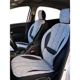 Minderland Axiom Comfort Serisi - Peugeot Partner Tepee ile Uyumlu Koltuk Kılıfı, Keten-Deri / Gri