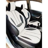 Minderland Axiom Comfort Serisi - Peugeot Partner Tepee ile Uyumlu Koltuk Kılıfı, Keten-Deri / Kemik - Kırık Beyaz