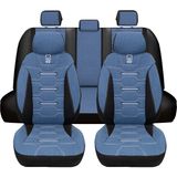 Minderland Fa Serisi - Ford Tourneo Courier ile Uyumlu Koltuk Kılıfı, Keten / Mavi Melanj - 203