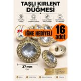 Minderra 16 Adet - İğne Hediyeli İpli -Elmas Taşlı 38mm Koltuk Minder Yastık Puf Sandalye Berjer Koltuk Kanepe Başlık Düğmesi