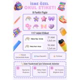 Mindpad 117 Adet Kişiye Özel Okul Etiketi, Özel İsim Yazılabilen Etiket Seti, Defter Kalem Scooter Suluk Matara Sticker Seti