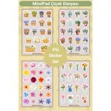Mindpad 4'lü Çiçek Dünyası Estetik Çiçek Sticker Seti - 8x12 cm Suya Dayanıklı Parlak Ajanda, Defter Süsleme Etiketleri (Country Garden), Scrapbook, Günlük, Planlayıcı, Bullet Journal, Not Defteri