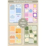 Mindpad 4'lü Post-it Tarzı Yapışkanlı Not Sticker Seti - 8x12 cm Suya Dayanıklı Parlak Ajanda, Defter Süsleme Etiketleri, Scrapbook, Günlük, Planlayıcı, Bullet Journal, Not Defteri