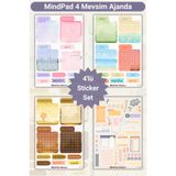 Mindpad Aylık Takvim ve Ajanda Detayları 4'lü Sticker Seti, Dört Mevsim Çıkartma Koleksiyonu, Bullet Journal ve Günlük Planlayıcı Etiketleri